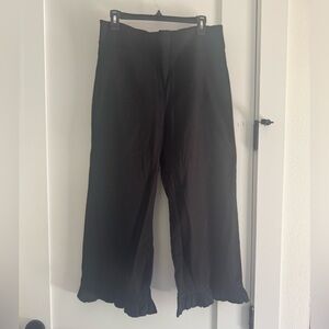 Maeve by Anthropologie Colette Wide Leg Magic Fabric Ruffle-Hem Crop Pants